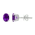 thumbnail image 2 of ARAIYA JEWELRY Sterling Silver Oval Amethyst 4-Prong Solitaire Stud Earrings for Female, 2 of 2