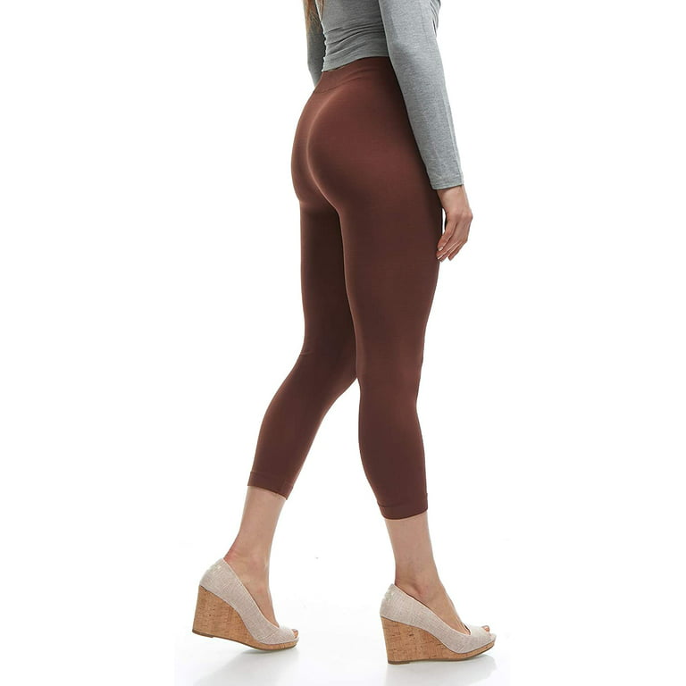 LMB Lush Moda Capri Length Footless Tights Leggings for Women, Variety of  Colors, One Size fits Most (XS -XL) - Brown