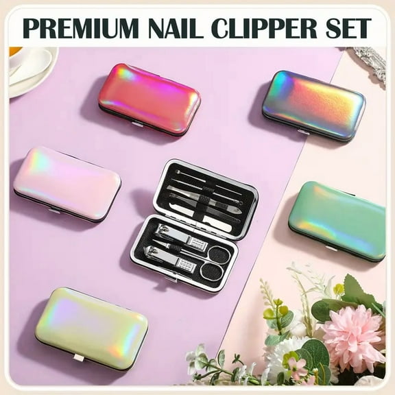 8 sets Women Men Manicure Set Nail Care Kit Stainless Steel Manicure Grooming Pedicure Tools Kit with Travel Case for Women's Day Doctors' Day