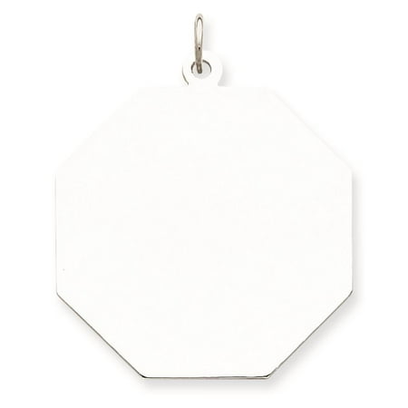925 Sterling Silver Engravable Octagon Disc Charm Pendant 30mmx28mm