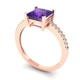 thumbnail image 2 of 1.66ct Princess cut - Solitaire with Accents - Natural Amethyst - 14k Rose Gold - Engagement Ring, 2 of 7