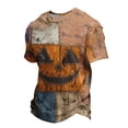 thumbnail image 4 of Halloween Shirts for Men Funny Jack-o'-lantern Face Print Graphic Halloween T Shirts Plus Size Short Sleeve Halloween Blouse Tops, 4 of 5