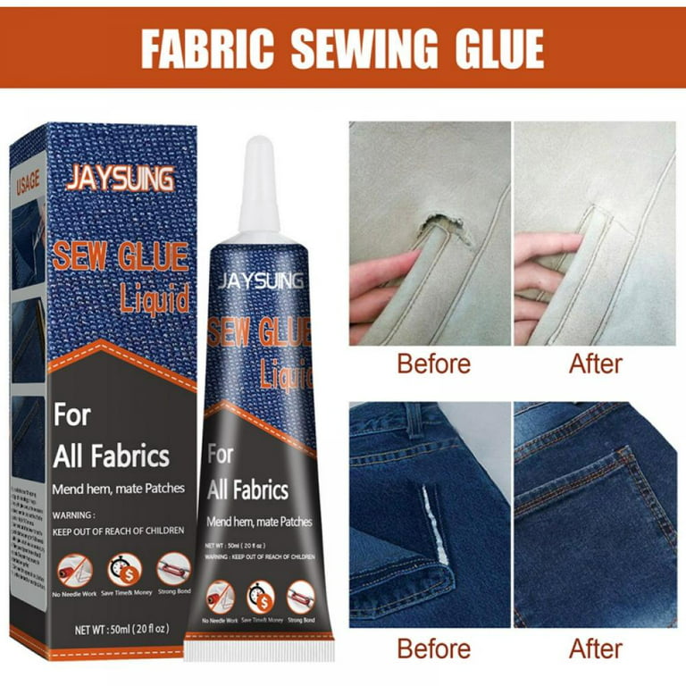 Cloth Repair Sew Glue 50ml, Sew Glue Bonding Liquid, Quick Dry Multi Fabric  Sew Glue, Fabric Glue For Clothing Permanent Washable Cotton Flannel Denim