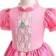 thumbnail image 4 of Girls Princess Peach Costume Halloween Cosplay Dress Up Kids Daisy Dresses For Birthday Party, 4 of 6