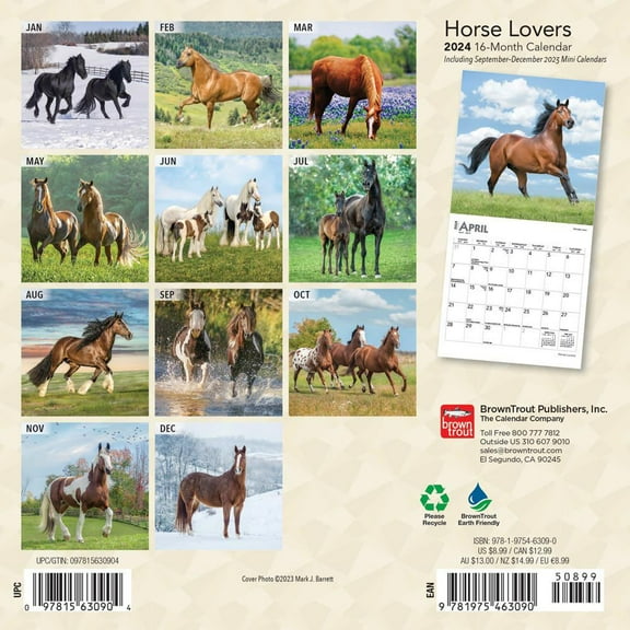 Horse Lovers | 2024 7x14" (Hanging) Mini Wall Calendar | BrownTrout