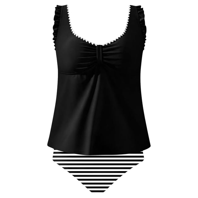 Conjunto de Bikini de Cintura Alta para Mujeres Traje de Baño de Dos Piezas de Control Del Vientre Correa Ancha de Apoyo Sólida