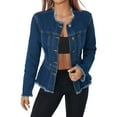 thumbnail image 2 of Women'S Plus Size Premium Denim Premium Bodice Long Sleeve Jacket Dark Blue S, 2 of 9