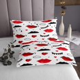 thumbnail image 3 of Erosebridal Red Lip Coverlet Set Queen, Cartoon Heart Bedding Set, Valentines Day Gift Decor, 3-Piece, 3 of 5