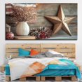 thumbnail image 2 of Rustic Americana Still Life with Star Pinecones and Dried Flowers Framed Canvas Wall Art 48x24 Inch Farmhouse Patriotic Decor for Living Room Office, 2 of 8