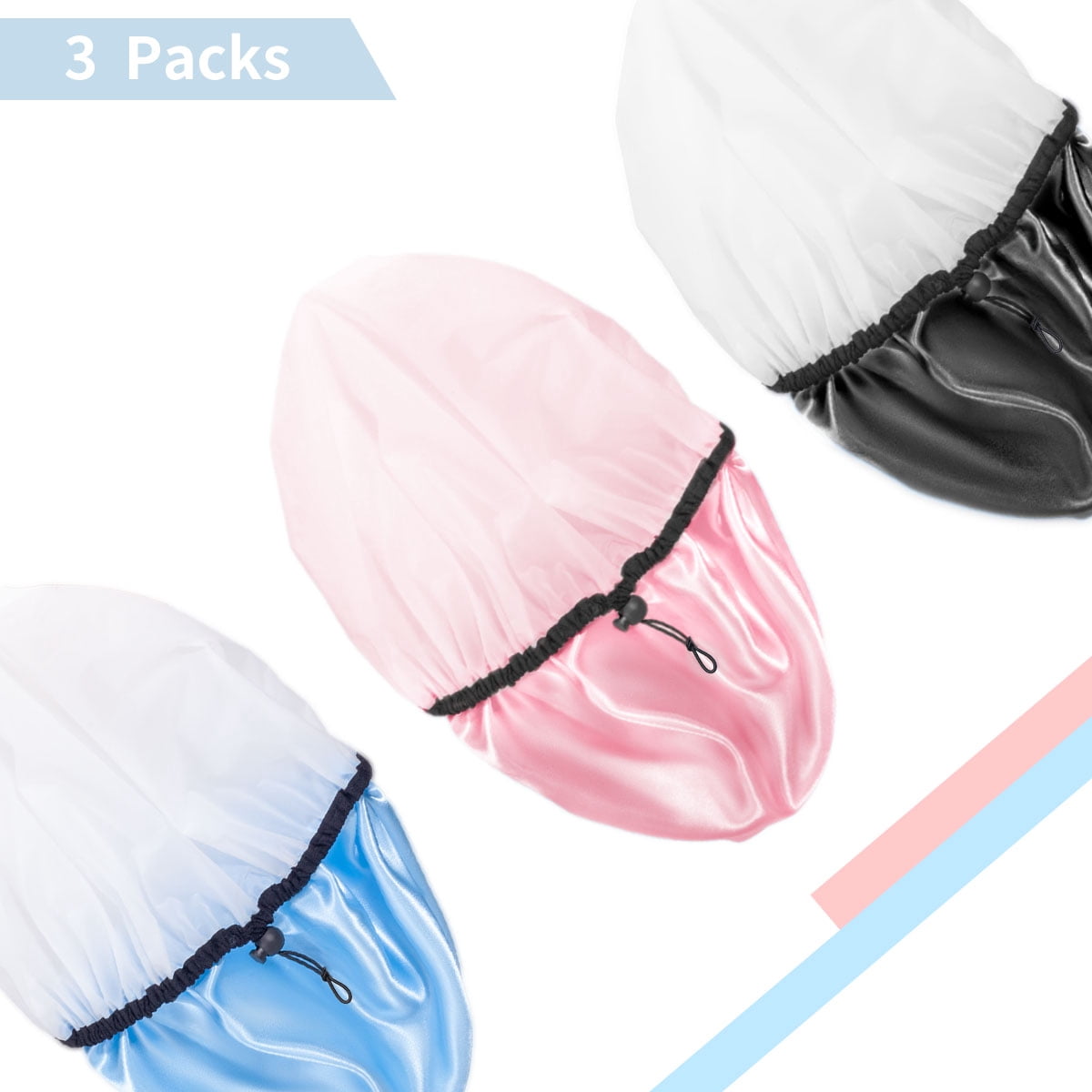 Auban Duschhaube Für Frauen – Verstellbar, Extra Groß, Doppellagig Wasserdicht, 3 Farben