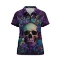 thumbnail image 6 of Whosucclay Colorful Skull and Flower Pattern Golf Polo Tops for Tennis Outdoor Activity, Moisture Wicking Polyester Golf Pullover Half Zip Soft Polo Shirts Size Small, 6 of 10