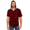 thumbnail image 2 of Button-Down Hoodies for Men Short Sleeve Tshirts Shirts Mens Casual Plaid Printed Breathable Slim Summer Going-Out Streetwear Tees Tops Shackets, 2 of 8