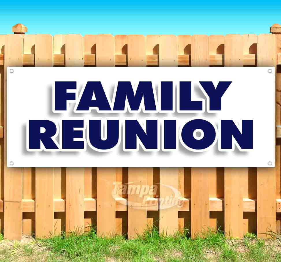 WELCOME TO FAMILY REUNION CUSTOM PERSONALIZED Banner Sign 2' x 4' w/ 4 Grommets 