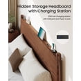 thumbnail image 3 of Solid Wood Bed Frame Full Size Mid Century Platform Beds with Headboard and Charging Station for Bedroom, No Box Spring Needed, Rustic Brown, 3 of 8