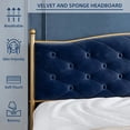 thumbnail image 3 of Yiwa Full Size Bed Frame, Platform Bed Frame with Fabric Upholstered Headboard, Easy Assembly, Blue, 3 of 6