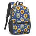 thumbnail image 2 of Sunflower and Daisy Blue Pattern 17" Waterproof Oxford School Backpacks for Teens, S-Shape Padded Straps, for School, Travel, Hiking, Camping, 2 of 5