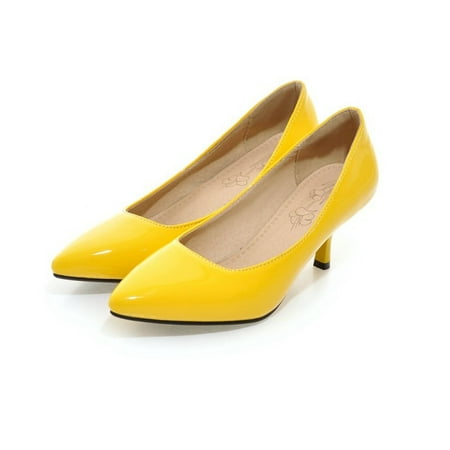 

Women Stiletto High Heeled Pumps Pointed Toe Gradients Slip On Party Shoes Solid Color Patent Elegant High Heels (8 colors)