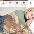 thumbnail image 3 of Mountain Throw Blanket, Sunset Forest Tree Lake Nature Scenic Cozy Decor Nap Blankets Gift Sofa Bed Couch Chair or Dorm Throws Orange Pink, 3 of 6