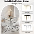 thumbnail image 4 of 3-Piece 37" Square Glass Dining Table Set for 2, Tempered Glass Top with Flute-Inspired Mirrored Stainless Steel Legs, 2 Button-Tufted Velvet Chairs with Stainless Steel Legs, 4 of 8