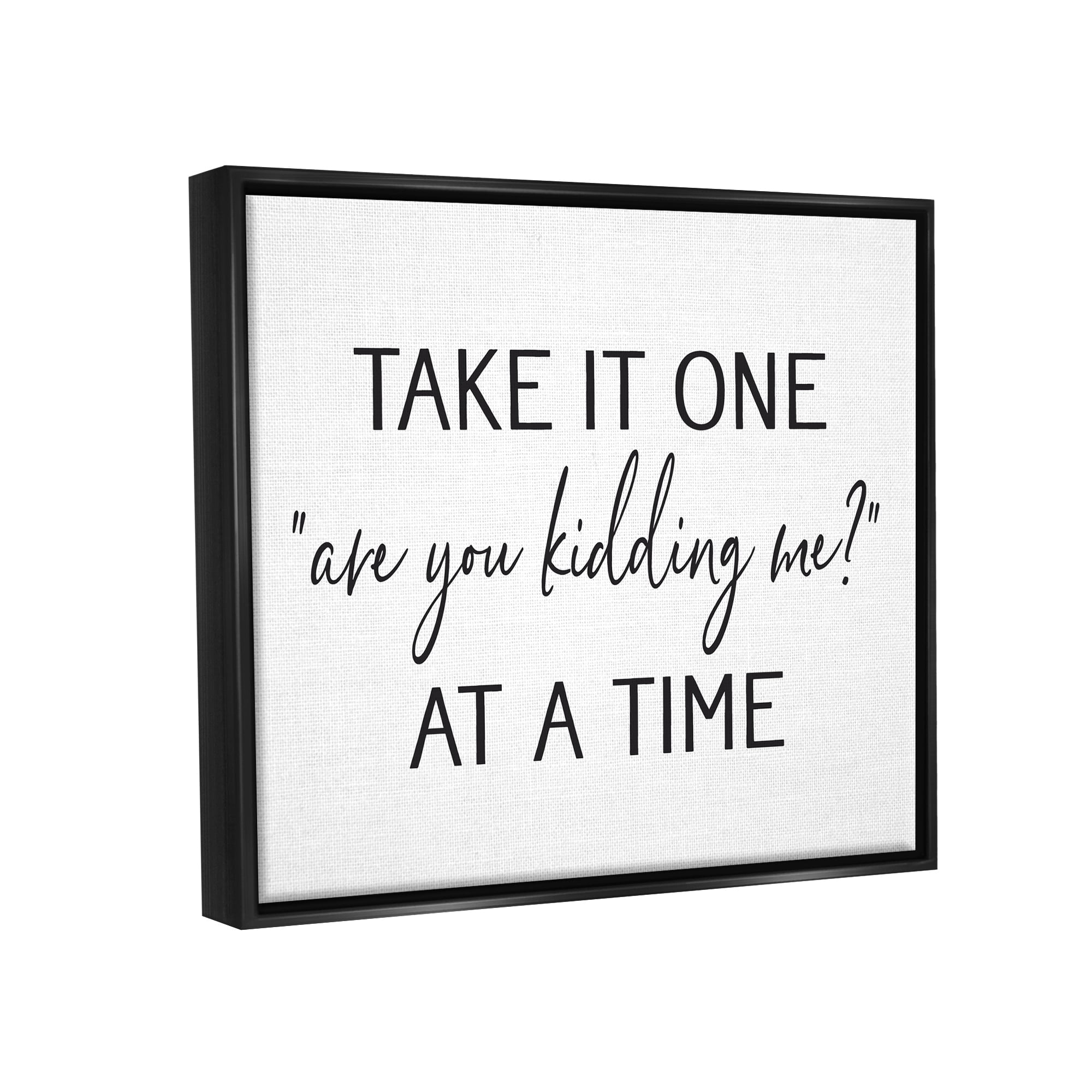 Stupell Industries Are You Kidding Me Humorous Casual Quote Saying Graphic Art Jet Black Floating Framed Canvas Print Wall Art, Design by Lettered and Lined