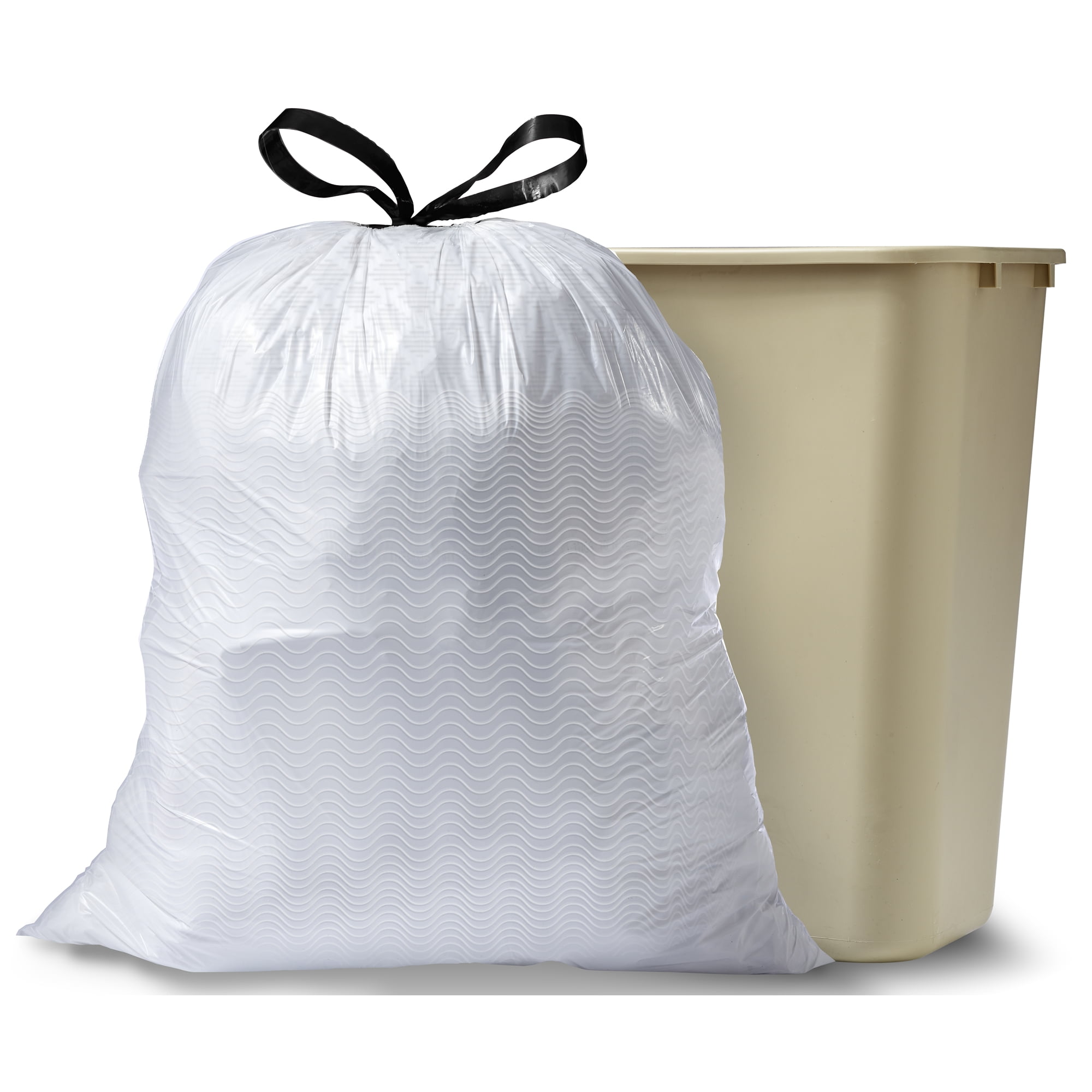 Perk Scented Drawstring Tall Kitchen Trash Bags, 13 gal, 0.9 mil, 28 x  24, White, 100/Box (24377880)