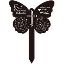 Butterfly Shaped God Garden Stake Memorial Remembrance Plaque Stake for Cemetery Acrylic Waterproof Sympathy Garden Stakes for Yard Grave Cemetery diy