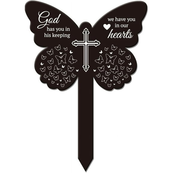 Butterfly Shaped God Garden Stake Memorial Remembrance Plaque Stake for Cemetery Acrylic Waterproof Sympathy Garden Stakes for Yard Grave Cemetery diy
