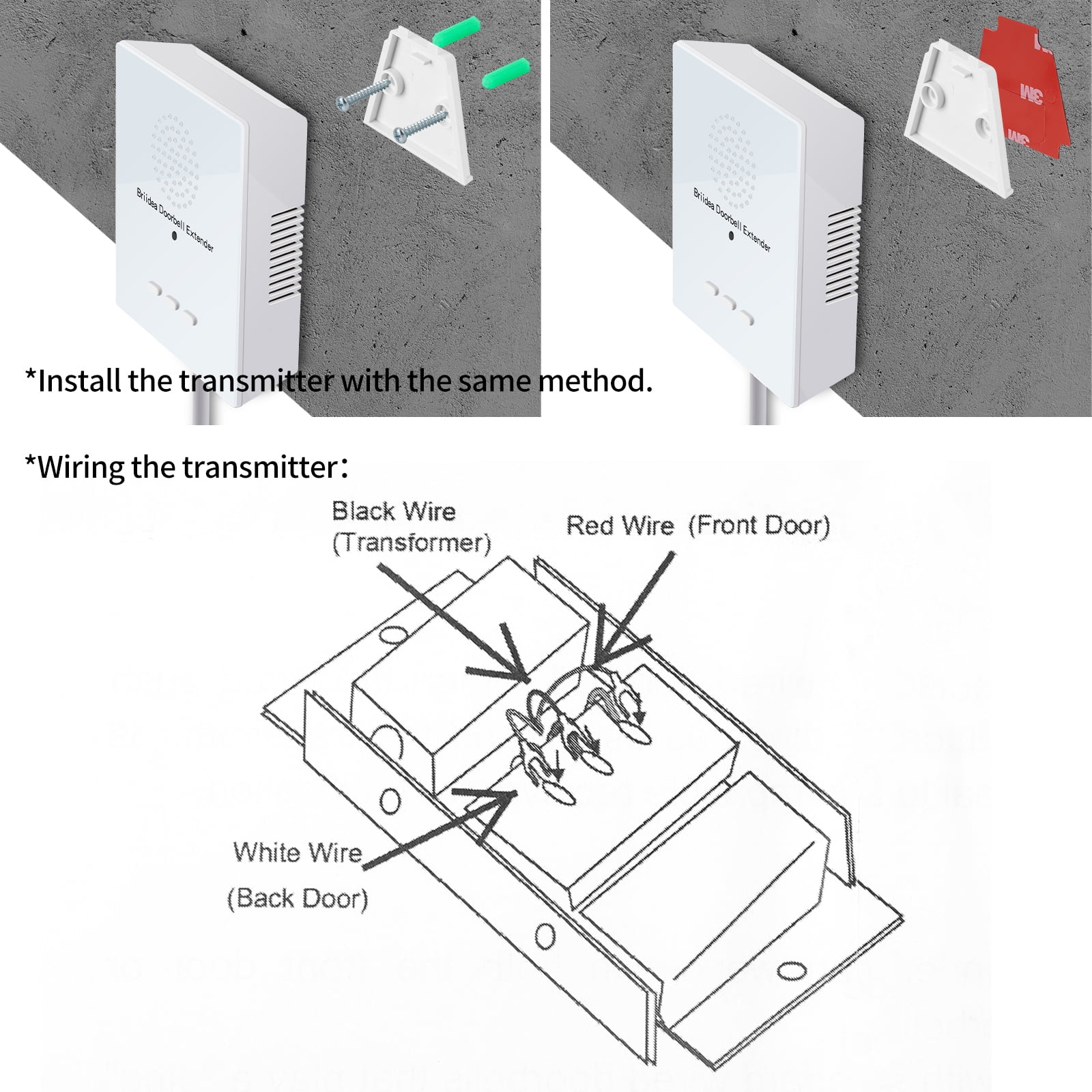 Doorbell Extender, Briidea Doorbell Extender for Wired Doorbell, Converts Your Existing Wired Doorbell into Wireless Door Bell, 21 Melody to Choose, 500' Range 105dB for Garage Basement, Dad Gift