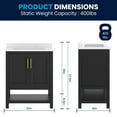 thumbnail image 6 of Merrick Lane 30 Inch Bathroom Vanity with Ceramic Sink, Carrara Marble Finish Countertop, Storage Cabinet with Soft Close Doors and Open Shelf in Black/Gold, 6 of 9