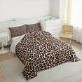 thumbnail image 3 of Manfei Brown Cheetah Print Full Size Comforter Sets for Female, Modern Fashion Style Bedding Comforter Set, Cow Stripes Reversible Bedding Sets, Super Cozy Room Decor, 3pcs, 3 of 8
