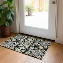 Addison Rugs Chantille Indoor/Outdoor Traditional Vintage Black Washable Rectangle Rug, 1'8" x 2'6"