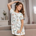 thumbnail image 3 of Goofa Cartoon House Print Women’s Cotton Nightdress – Short-Sleeved Sleep Dress, Casual Loose-Fit Lounge Wear, Comfortable and Stylish Sleepwear for Women, 3 of 6