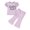 Purple, variant on Baby Girl Summer Outfits Letter Print Short Sleeve T-Shirt and Elastic Flare Pants Cute 2 Piece Clothes