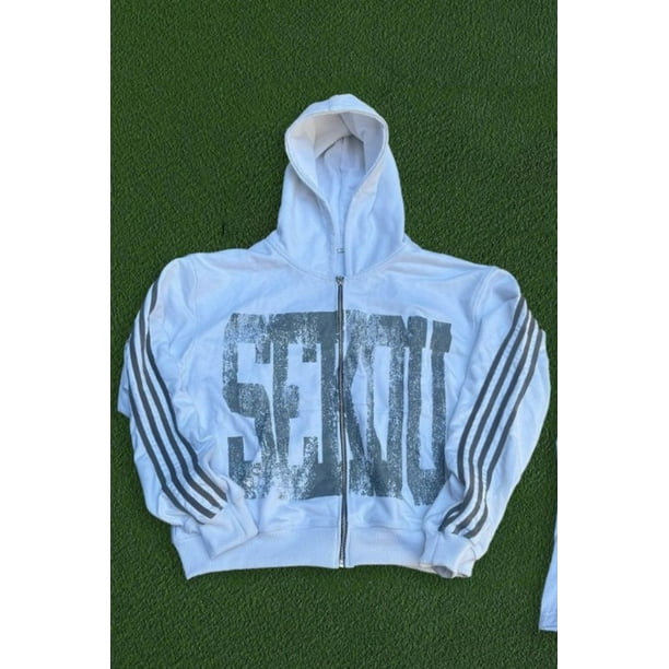 Sudadera con capucha de gran tamaño con estampado de rayas y letras de marca de moda callejera estadounidense para mujer, sudadera con cremallera estilo Y2k Harajuku retro gótica hip-hop rock