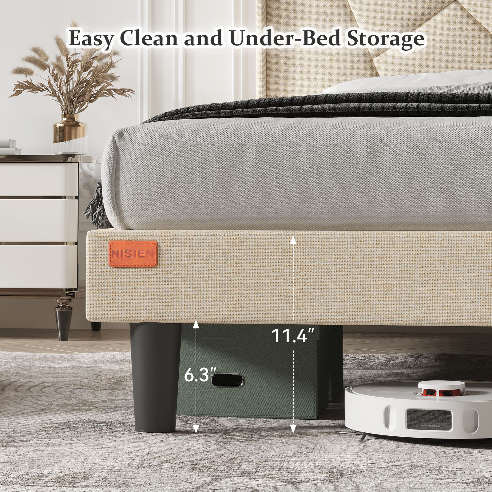 Nisien Full Size Upholstered Platform Bed with Charging Station photo 4