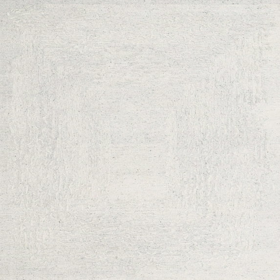 Ahgly Company Indoor Square Contemporary Dark White Beige Solid Area Rugs, 6' Square