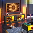 thumbnail image 5 of Bestier LED TV Stand for 65 inch TVs, Entertainment Center with Storage,TV Console Table for Living Room with Adjustable Shelves,Golden Black, 5 of 9