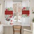 thumbnail image 3 of Christmas Winter Sheer Curtains 72 Inches Long, Green Leaves Red Buffalo Plaid Pastoral Light Filtering Window Curtains for Living Room, Rod Pocket Voile Sheer Curtain Drapes, 52"Wx72"L, 2 Panels, 3 of 9