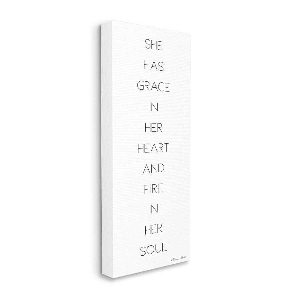 Stupell Home Décor Grace in Her Heart Black And White Inspirational Word Design Canvas Wall Art by Susan Ball