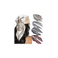 thumbnail image 4 of 3 Piezas Pañuelos para el Cabello Elásticos Florales Bufanda Diadema Pañuelo para la Cabeza de Gasa Turbante Estampado Floral Diademas Boho Pañuelos para el Cabello con Pinzas para el Cabello, 4 of 5