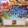 thumbnail image 3 of Idea4wall 8pcs Watercolor Street Graffiti Printed Stick Wallpaper Removable Wall Murals Large Wall Stickers for Home Decoration, 72"x192", 3 of 5