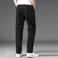 thumbnail image 5 of Dagegui Mens Cotton Cargo Pants Cozy Elastic Waist Straight Fit Pant Big and Tall Outdoor Running Athletic Work Trousers Summer Clothes Black L, 5 of 6