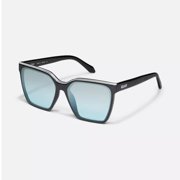 Quay Australia Level Up Square Sunglasses Black Silver Flash