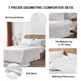 thumbnail image 4 of Flymme White King Size Comforter Sets Bed in Bag 7 Pieces Boho Bedding Sets Shabby Chic Soft Microfiber Geometric White Bed Set for All Season, 4 of 8