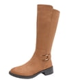 thumbnail image 2 of Yeahitch Womens Boots Mid Calf Zippers Women Boots Round Toe Chunky Heel Warm Comfortable Tall Boots, 2 of 8