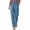 Blue, variant on Womens Casual Straight Leg Long Pants Elastic High Waisted Square Patch Pockets Cotton Trousers for Summer Vacation