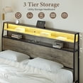 thumbnail image 5 of GUNAITO King Bed Frame with 2 Drawers and 3-Tier Storage Headboard Platform Bed Frame with LED Lights Charging Station Gray, 5 of 8