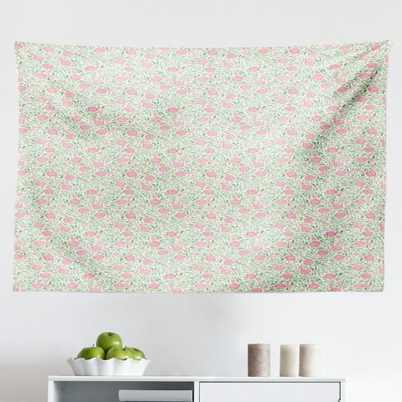 Exotic Tapestry, Botanical Graphic with Creative Tropical Leaves Nature Jungle Illustration, Fabric Wall Hanging Decor for Bedroom Living Room Dorm, 2 Sizes, Multicolor, by Ambesonne