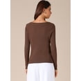 thumbnail image 4 of DARING DIVA Women's Boat Neck Long Sleeve Ribbed Sweaters XL Coffee, 4 of 6