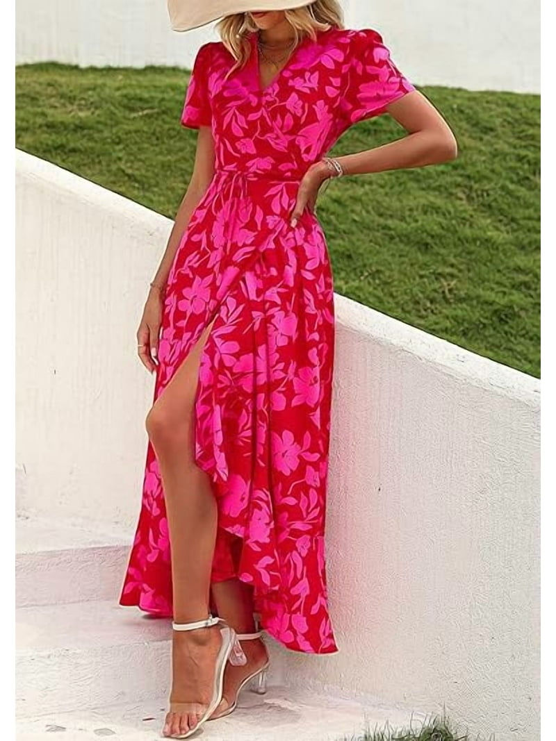 flowery dresses for women Laurel Dress Date night PRETTYGARDEN Women's Summer Wrap Maxi